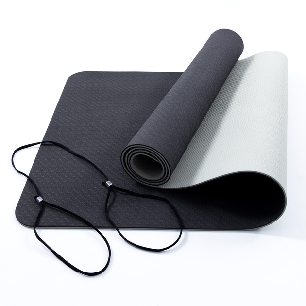 Black and Gray 6mm Yoga & Fitness Mat for Comfort